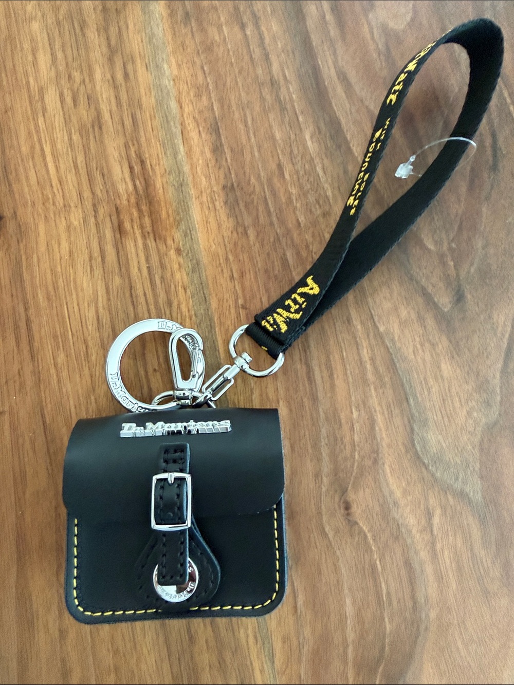 Dr. Martens Black Leather Mini Satchel Keychain with Yellow Stitching - Picture 6 of 11